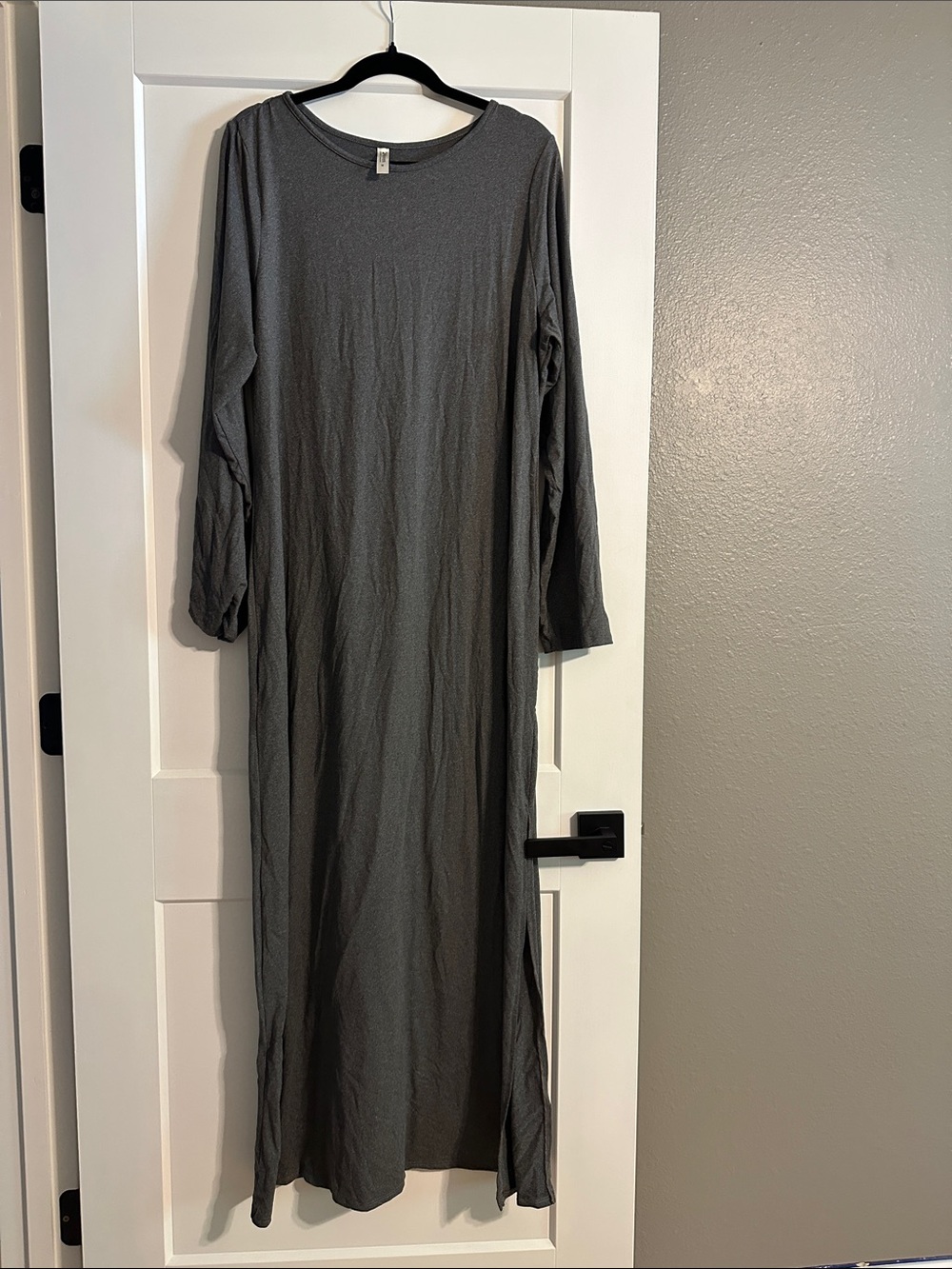 Long Sleeve Charcoal Maxi Dress - Minimalist Everyday Style